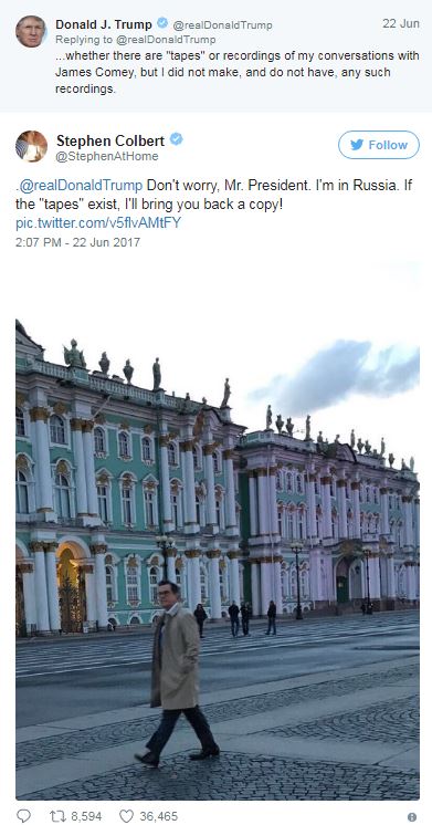 stephen-colbert-tweets-president-donald-trump-trip-to-russia